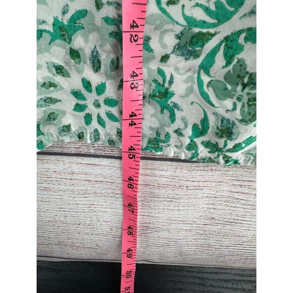 Anthropologie Floral Open Tie Back Midi Dress Womens Large White Green Stretch - Picture 10 of 10